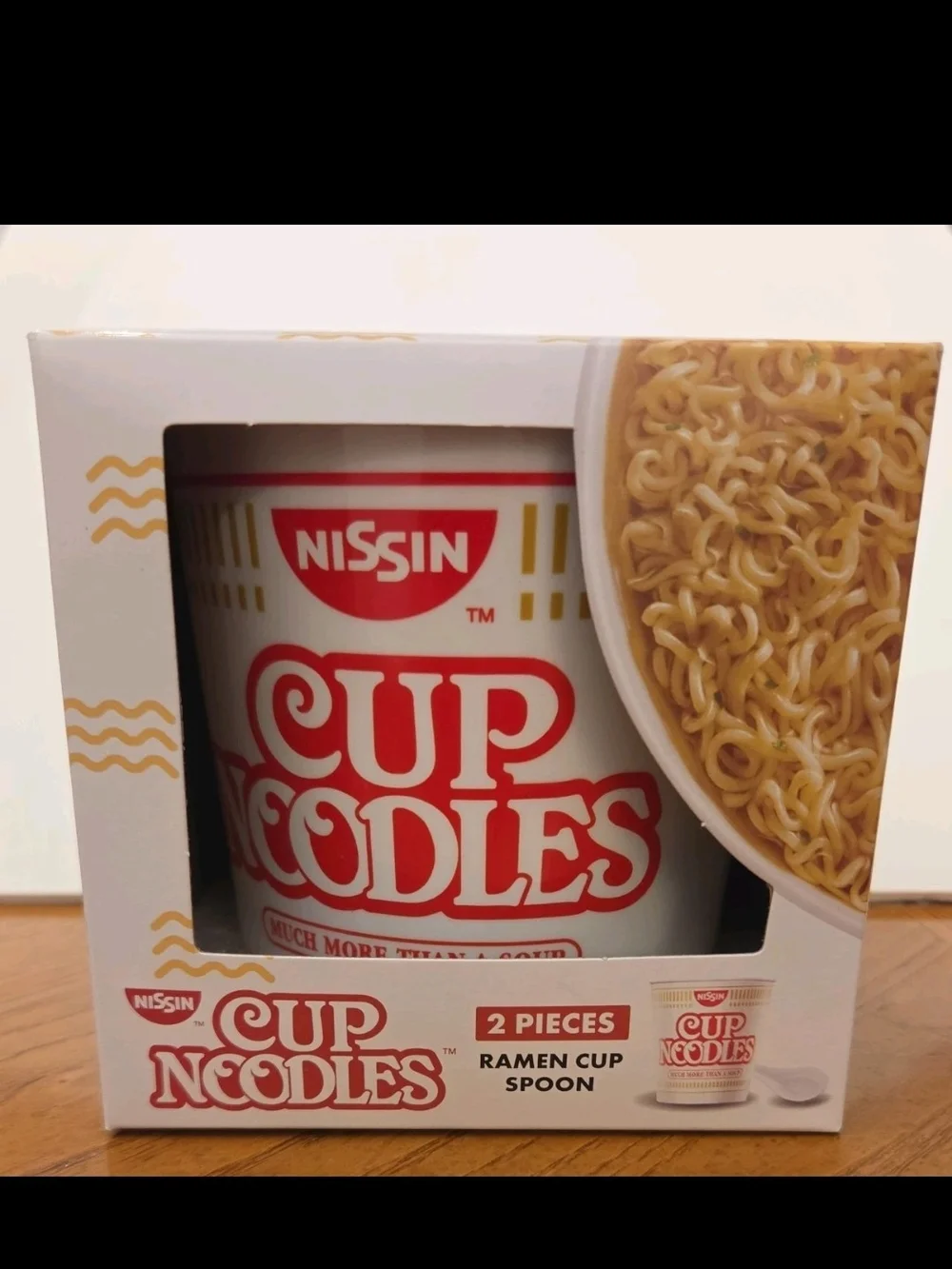 Nissin Cup Noodles Red and White Ramen Cup And Spoon Set - 2 Pieces